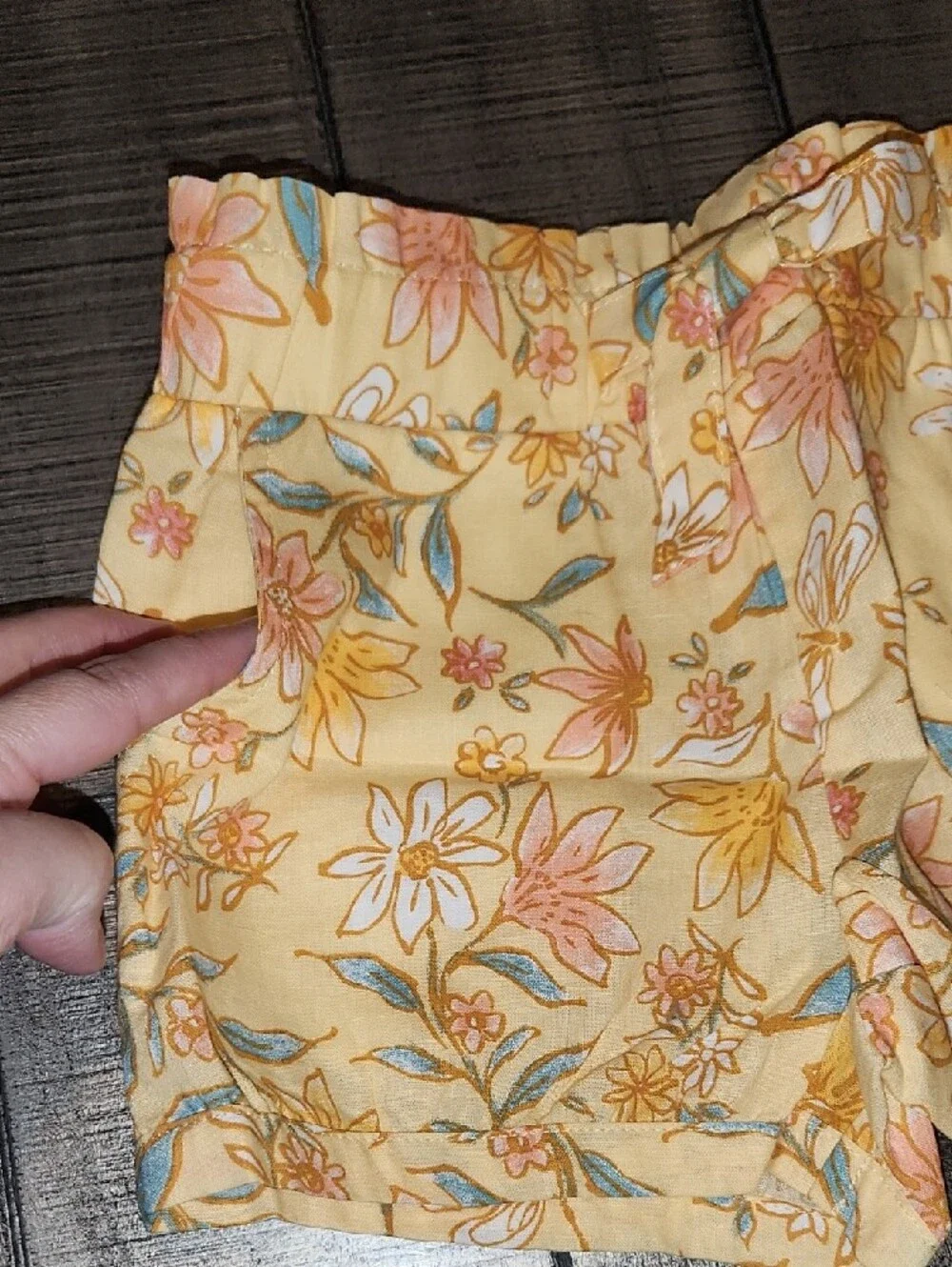 NWT Carter's Yellow Floral Tie-Waist Bubble Shorts